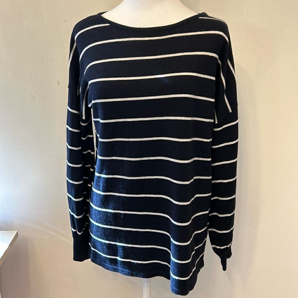 Philosophy navy blue white striped long sleeve sweater Size S EUC